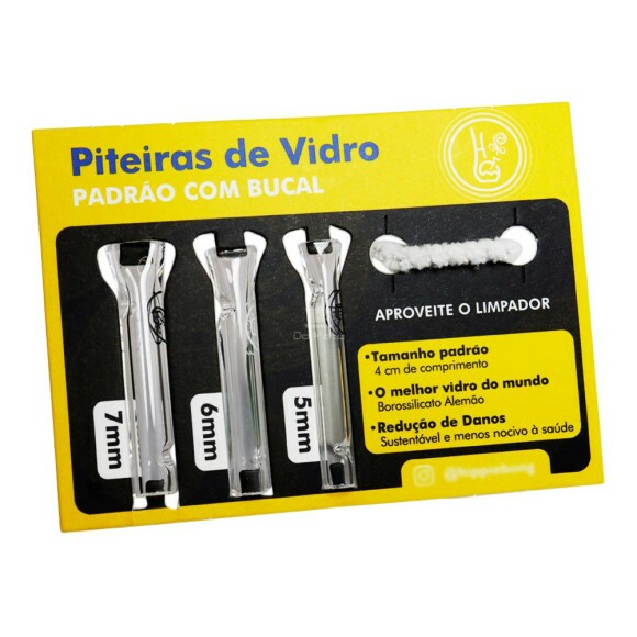  Cartela c/3 Piteiras de Vidro Padrão da Hippie Bong