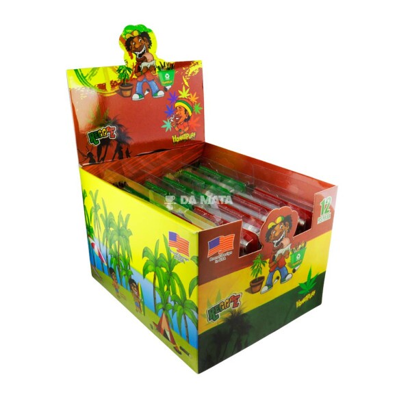 Caixa de Kit Pipe de Vidro C/ Acessórios Honeypuff Reggae de lado tabacaria da mata