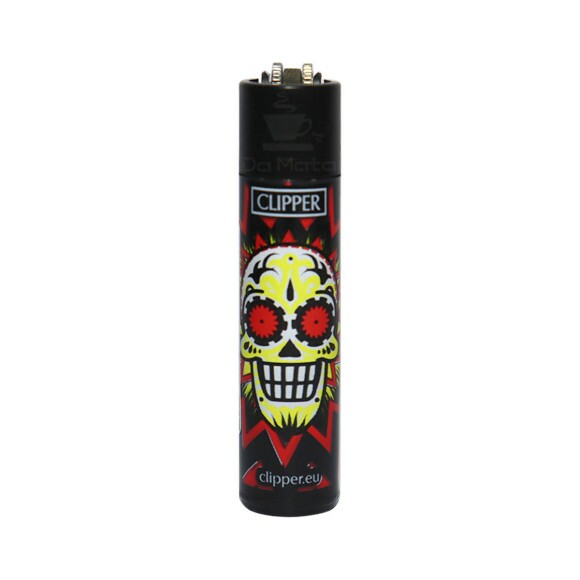 Isqueiro Clipper Colorful Skulls Red