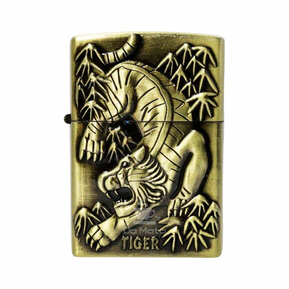Isqueiro de Metal Dourado Tiger