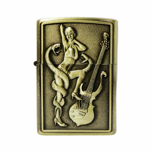 Isqueiro de Metal Dourado Woman and Snake