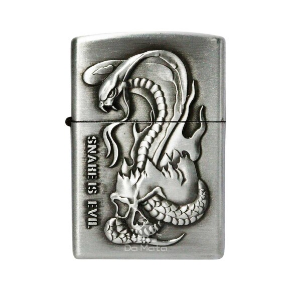 Isqueiro de Metal Prata Snake Is Evil