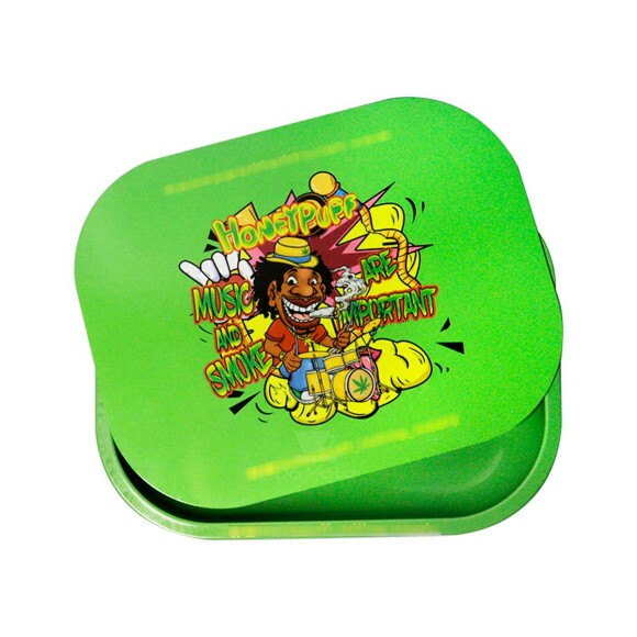 Bandeja de Metal HoneyPuff c/ Tampa Magnética Music