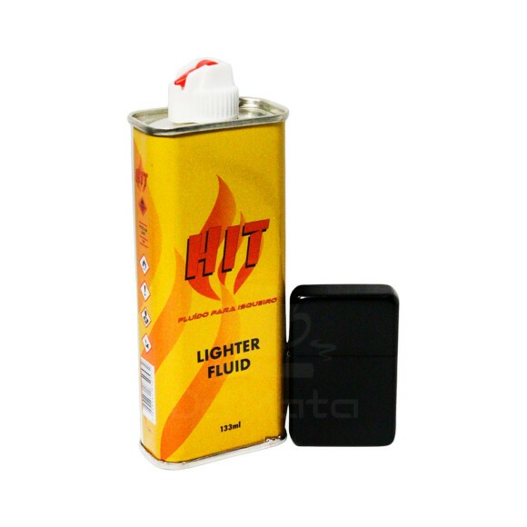 Kit Fluido HIT + Isqueiro Cromado Preto