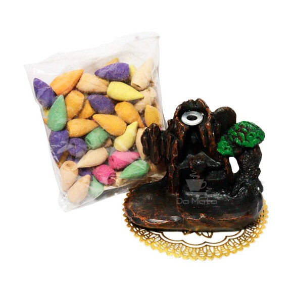 Kit de Incensário de Resina com Incenso Colorido