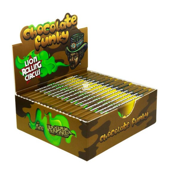 Caixa de Seda Chocolate Lion Rolling Circus 1 1/4 de lado