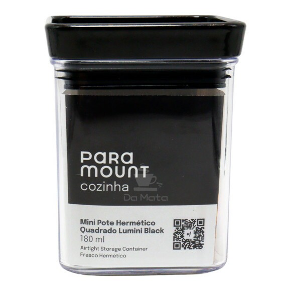 Mini Pote Hermético Quadrado Lumini Black 180ml