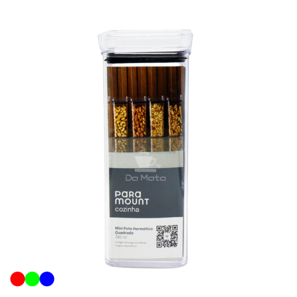 Mini Pote Hermético Quadrado Lumini Black 340ml