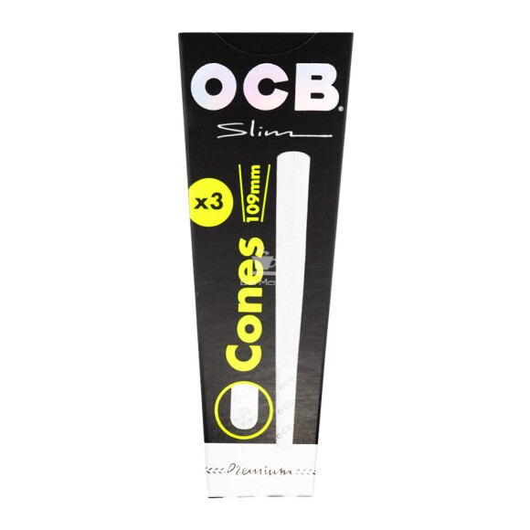 Cones OCB Premium Slim Pré-Enrolados de frente na embalagem