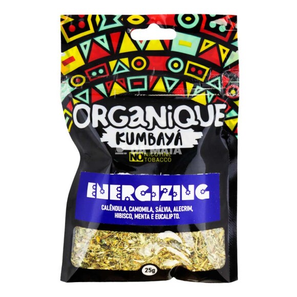 Organique Kumbayá Energizing 25g de frente tabacaria da mata