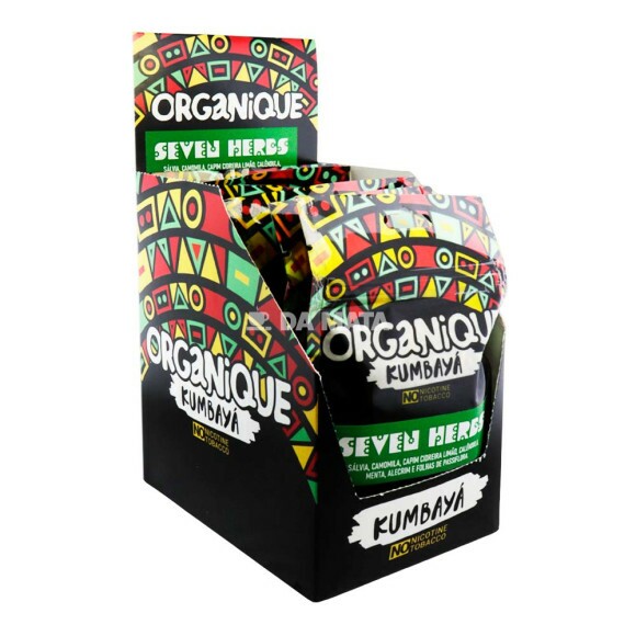 Caixa de Organique Kumbayá Seven Herbs de lado tabacaria da mata