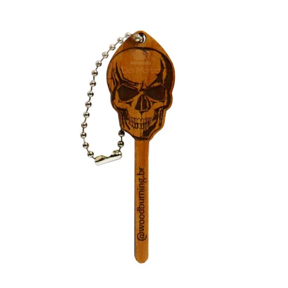 Chaveiro Pilão Wood Burning Caveira