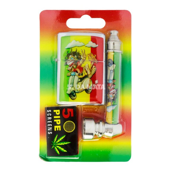 Kit Pipe de Metal C/ Isqueiro de frente tabacaria da mata