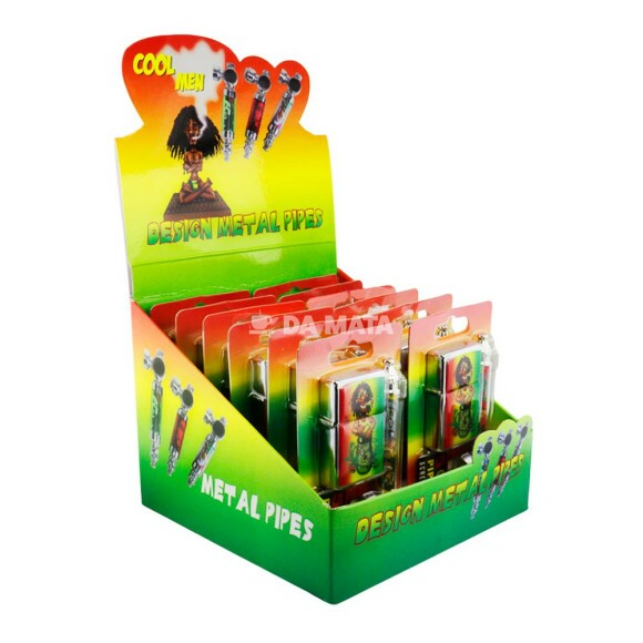 Caixa de Kit Pipe de Metal C/ Isqueiro de lado tabacaria da mata 