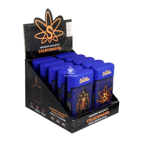 Caixa de Isqueiro Maçarico Sadhu Octopus Azul de lado