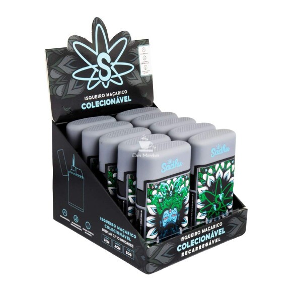 Caixa de Isqueiro Maçarico Sadhu Bud Cinza C/10un