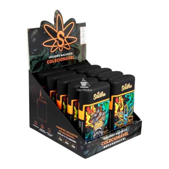 Caixa de Isqueiro Maçarico Sadhu Galáctico Preto C/10un de lado