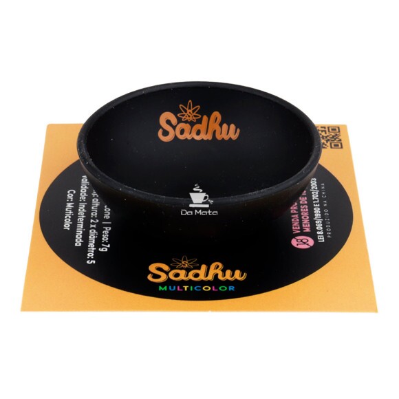 Mini Cuia de Silicone Sadhu Colorido Preto de lado tabacaria da mata