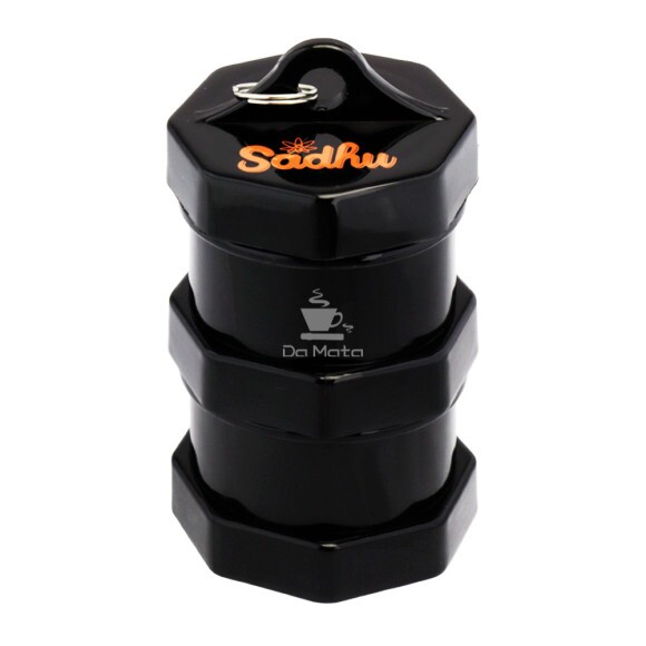 Pote Hermético de Plástico Sadhu Black Edition 50ml de frente tabacaria da mata