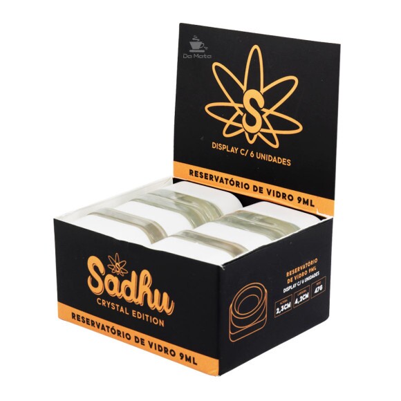 Caixa de Slick Vidro Sadhu C/ Tampa White 9ml de lado