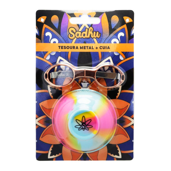 Kit Tesoura de Metal + Cuia Sadhu de frente