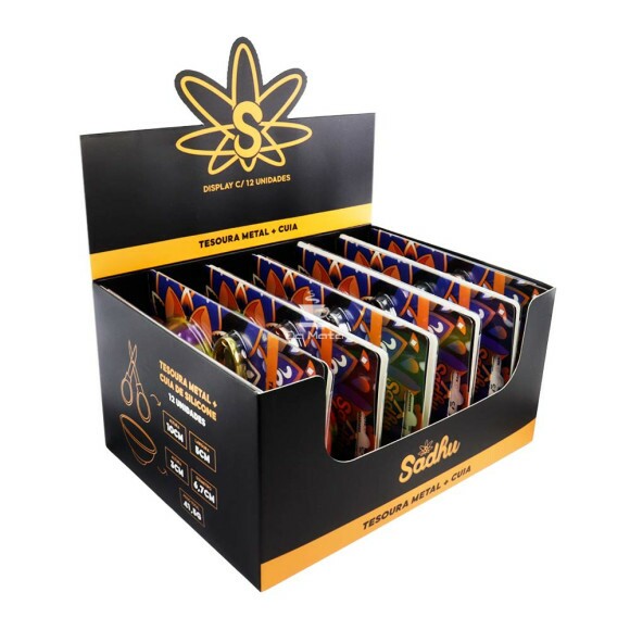 Caixa de Kit Tesoura de Metal + Cuia Sadhu C/12 de lado