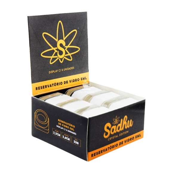 Caixa de Slick Vidro Sadhu Transparente C/Tampa Branca de frente