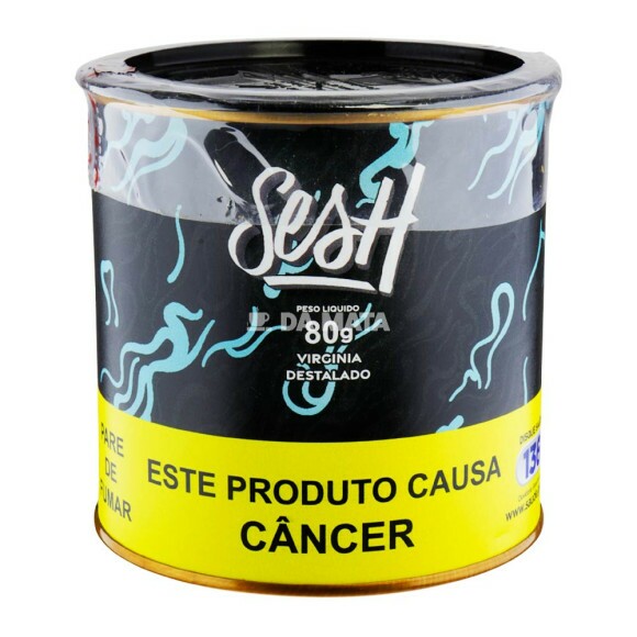 Lata Sesh Virginia Destalado 80g de frente Tabacaria Da Mata