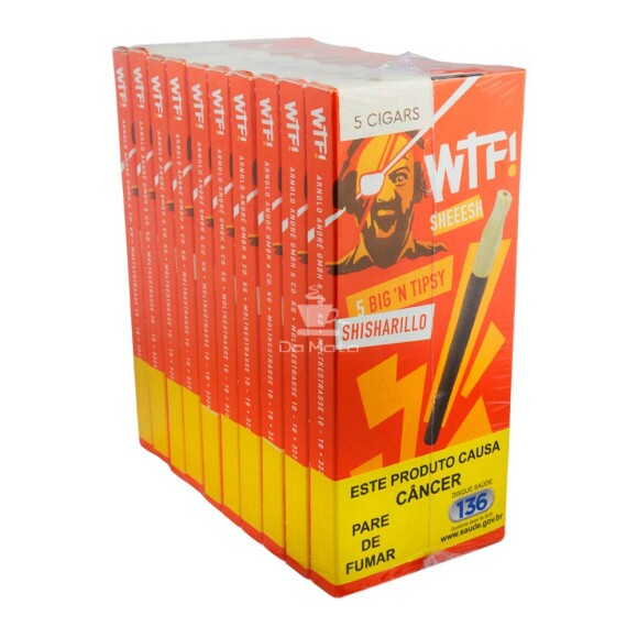 Pacote de Cigarrilha WTF Big'n Tipsy Cray Sheeesh Vanilla de lado tabacaria da mata