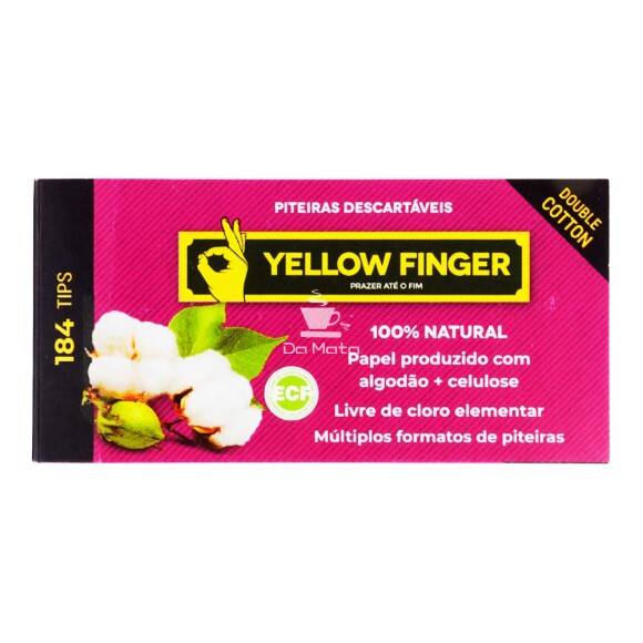 Piteira de Papel Yellow Finger Double Cotton de frente tabacaria da mata
