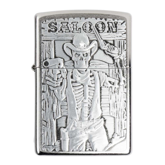 Isqueiro Zippo Saloon Skull Emblem 49298 de frente