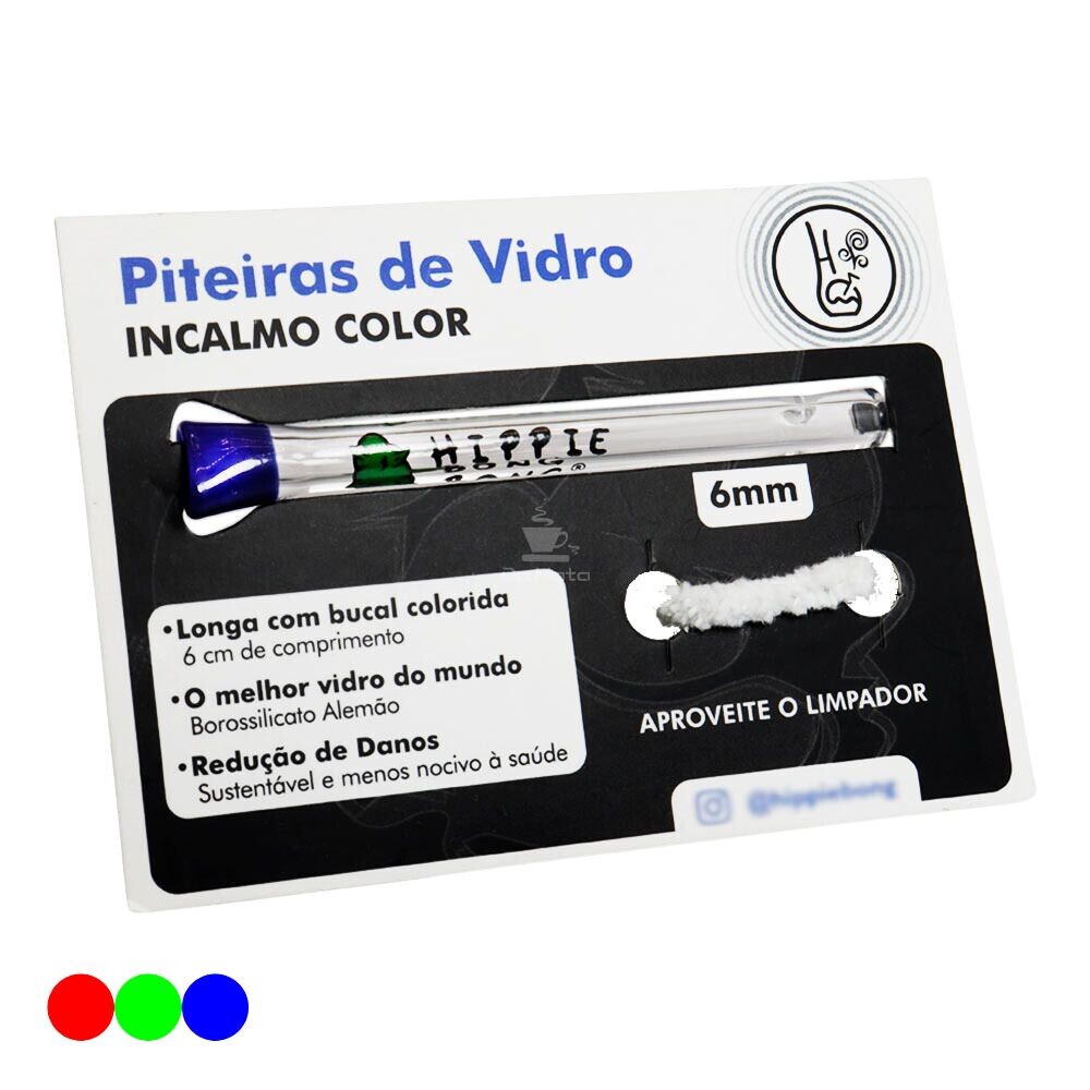 Piteira de Vidro Hippie Bong Incalmo Color 6mm | Tabacaria Da Mata