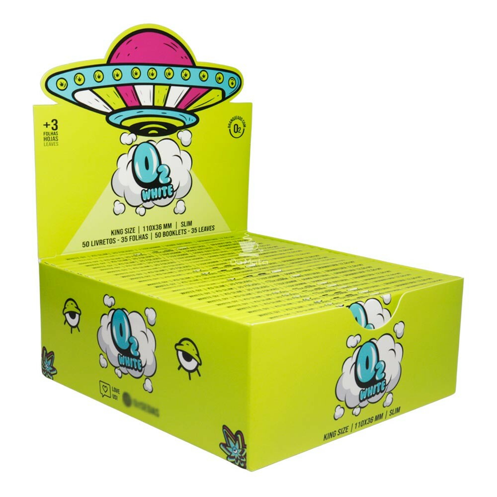 Caixa de Seda O2 White Slim King Size | Tabacaria da Mata