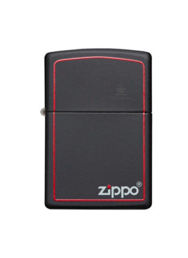 Isqueiro Zippo 828 Preto com borda Vermelha e logo