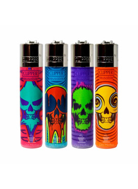 Kit com 4 Isqueiros Clipper Skull Edição para Colecionador