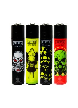 Kit com 4 Isqueiros Clipper Toxic Skull Edição para colecionador