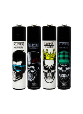 Kit com 4 Isqueiros Clipper Skulls Heads Edição para Colecionador