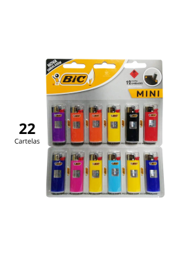 Kit Com 22 Cartelas de Isqueiro Bic Mini