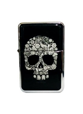 Isqueiro Clássico Skull & Flowers