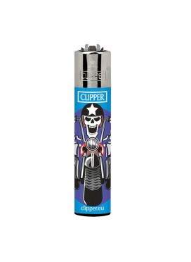 Isqueiro Clipper Skull Ride Azul