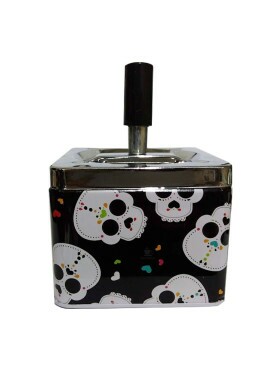 Cinzeiro de Metal c/ Tampa Giratória Cutie Skulls