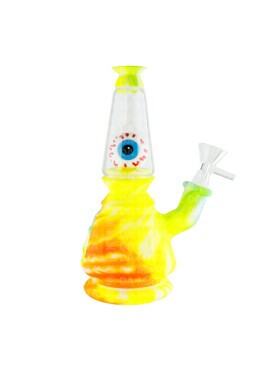 Bong de Silicone e Vidro Eye Tie-Dye 18cm