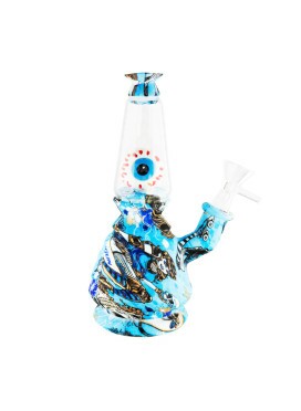 Bong de Silicone e Vidro Eye Blue 18cm