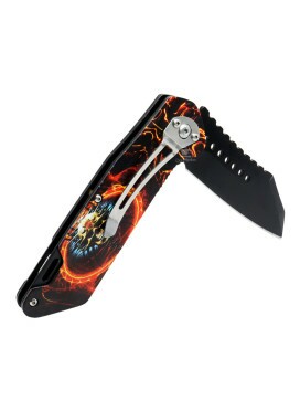 Canivete de Aço Inoxidável Skull on Fire