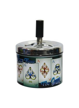 Cinzeiro de Metal c/ Tampa Giratória Cartas