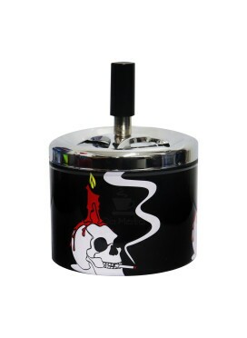 Cinzeiro de Metal c/ Tampa Giratória Skull