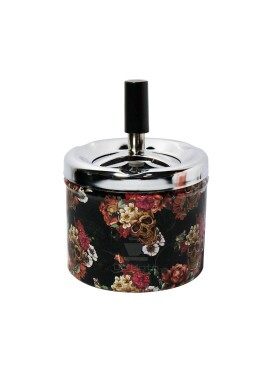 Cinzeiro de Metal c/ Tampa Giratória Catrina