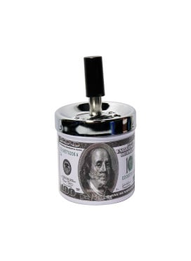 Cinzeiro de Metal Pequeno c/ Tampa Giratória Dólar