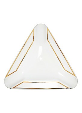 Cinzeiro de Cerâmica Triângulo Branco c/ Dourado