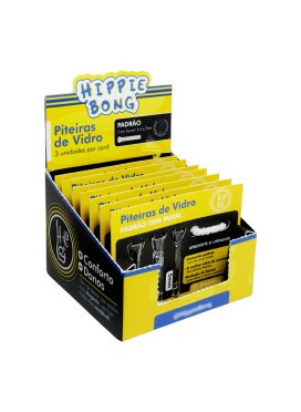  Caixa c/ Cartelas de c/3 Piteiras de Vidro Padrão da Hippie Bong